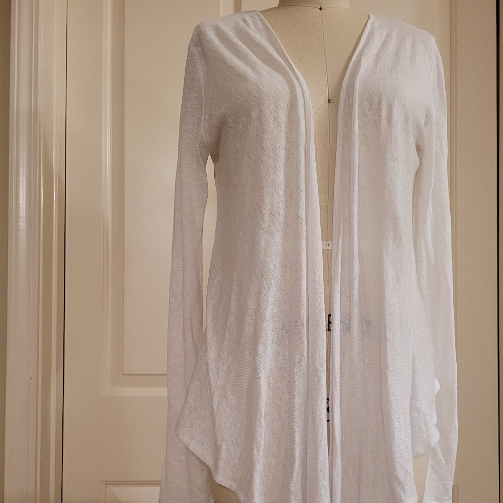 Calypso St. Barth XS White Linen Cardigan Throw